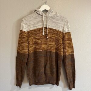 Sun + Stone Colorblock Knit 100% Cotton Hoodie Sweater Earthcore Gorpcore Size S
